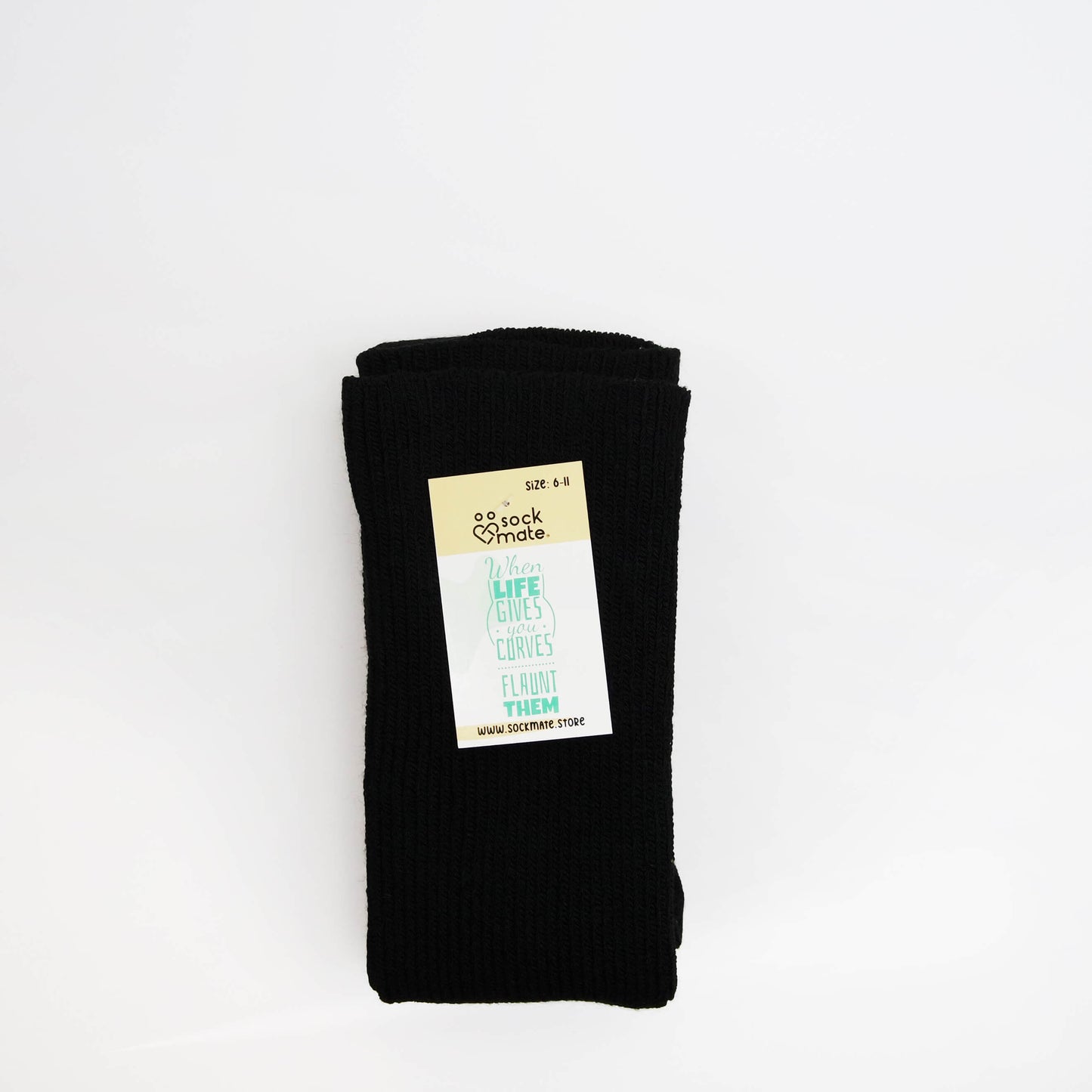 plus size woman wears ribbed style thigh high socks