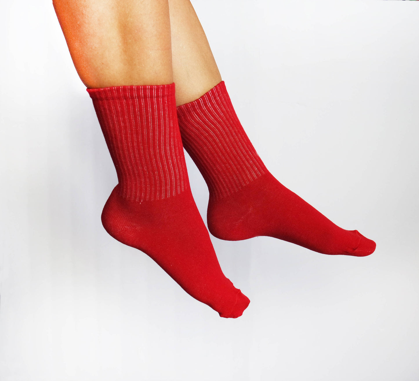 Women's Christmas Red Cotton Socks