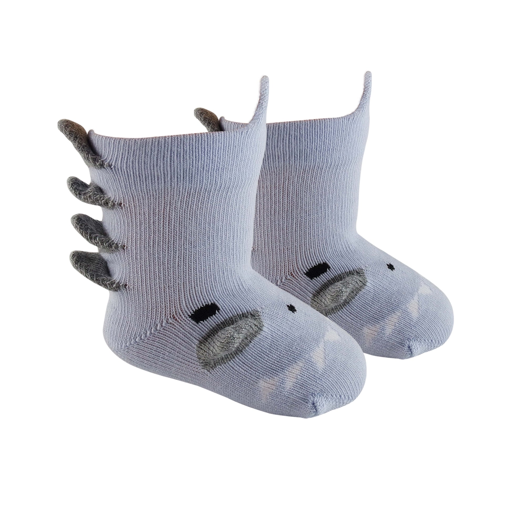 Sockmate blue color dinosaur 3d socks-newborn socks-Charming 3D blue dinosaur baby socks with an engaging dinosaur pattern.