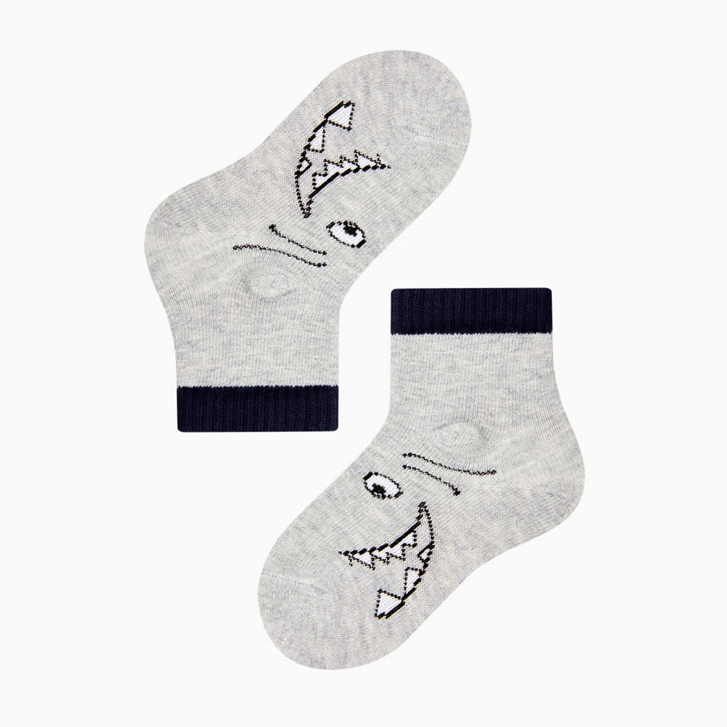 gray color baby shark animal print socks