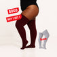 Women's Ribbed Maroon Plus Size Thigh High Socks