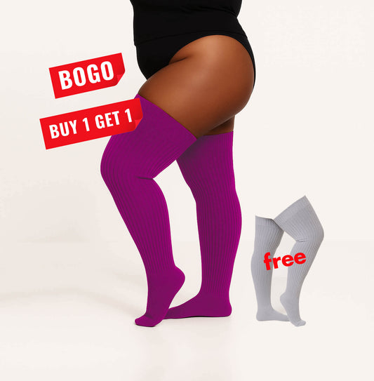 Women's Plus Size Purple Thigh High Socks
