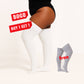 Women's Ribbed White Plus Size Thigh High Socks