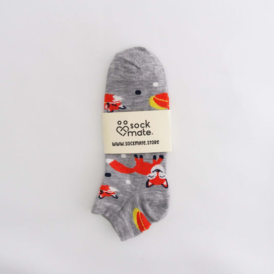 Women's Gray Color Fox Pattern  Low-cut Socks