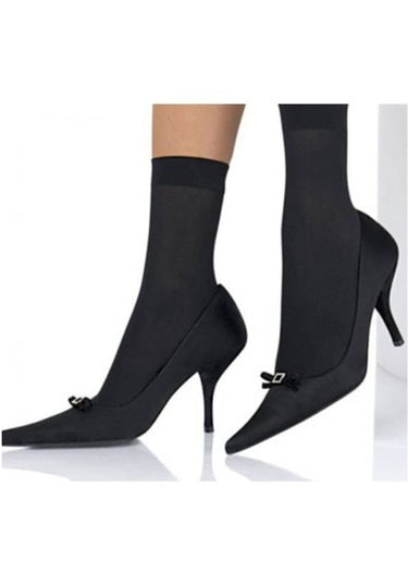  black opaque mid-calf socks, offering a classic and versatile accessory for various fashion ensembles.