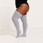 Women's Ribbed Cloud Gray Plus Size Thigh High Socks