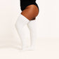 Sockmate plus size thigh socks, ribbed style white color, extra long leg warmers for curve legs, plus size women outfits