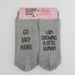 "Go Easy Please, I Am Growing A Little Human" New Mom Socks-Wool Glitter Gray