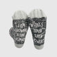 socks with a playful message, acknowledging the challenges of pregnancy with the phrase 'Sorry I just can't today, I am growing a tiny human.