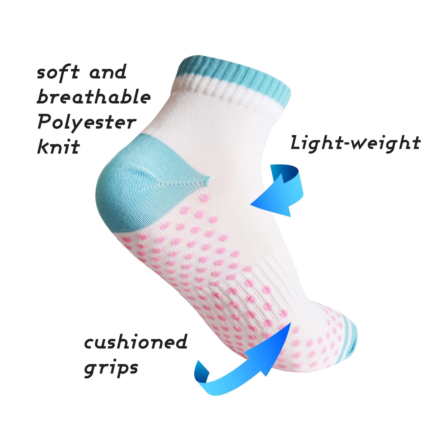 Low cut performance socks for women with built-in grip, offering excellent traction and control during physical activities.