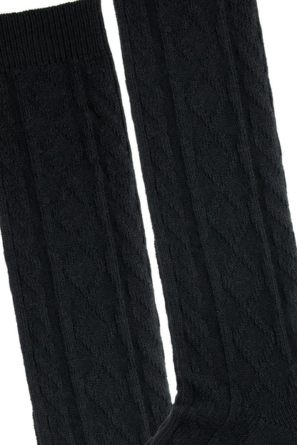 Women's Wool Knee High Socks / Black-Light Gray-Dark Gray