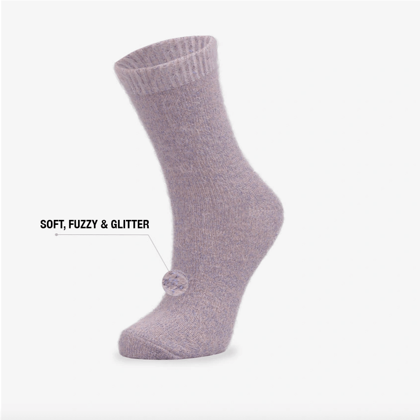 Women's "I Am Growing A Tiny Human, What's Your Super Power?" Fuzzy New Mom Socks - Lilac