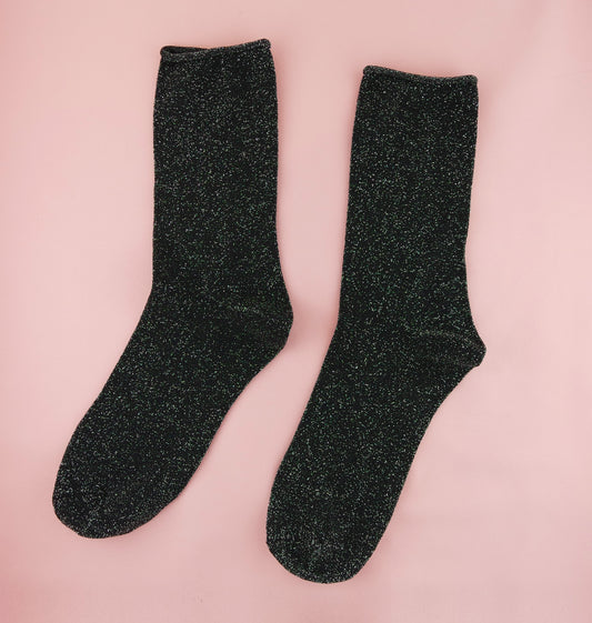 Women's Black Glitter Socks