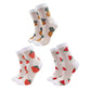 women's white sheer socks with charming fruit embroidery, offering a delightful and whimsical touch to the design