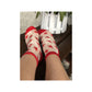 red color stars women sheer socks, featuring a stylish and elegant design with star patterns for a chic look.