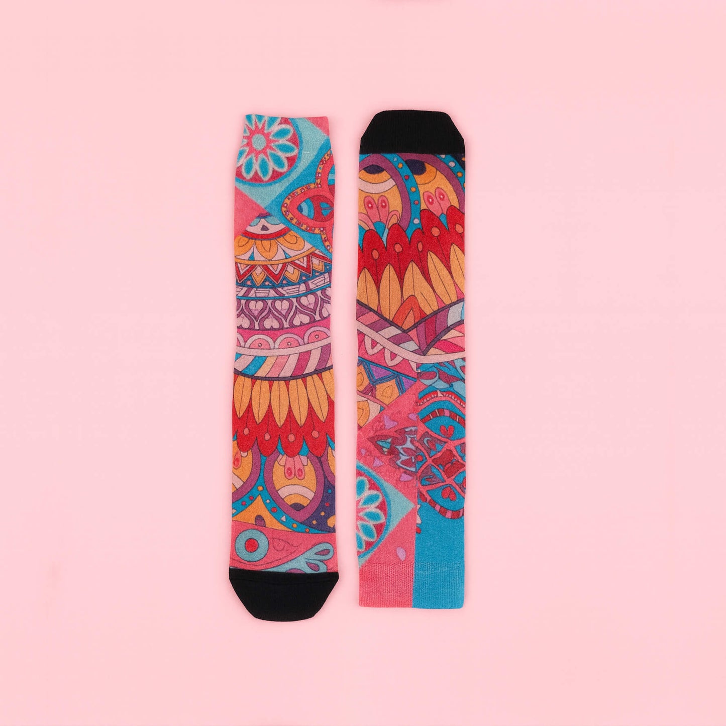 Bohemian Mandala Abstract Print Bamboo Socks, Psychedelic Paisley Geometric Hosiery, Festival Party Outfit, Stocking Stuffer, Hippie, Artsy