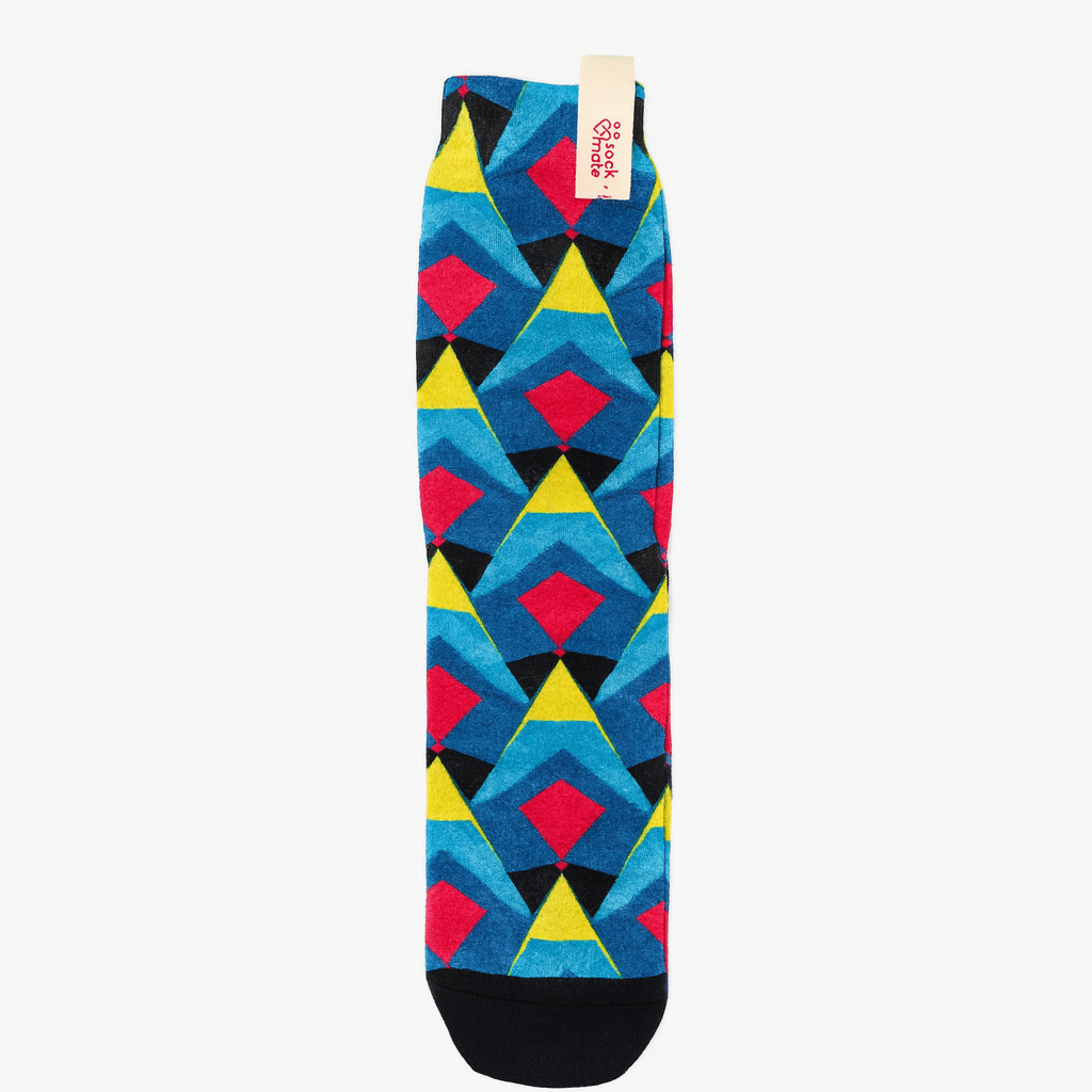 Geometric Bamboo Socks, Funky Colorful Hosiery