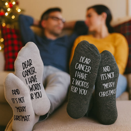 Men's Dear Cancer, I have 2 Words For You, And It's Not "Merry Christmas!" Cancer Socks