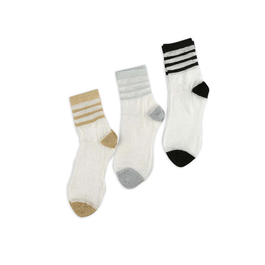 women's striped lace socks, featuring a stylish design with striped patterns and delicate lace accents.