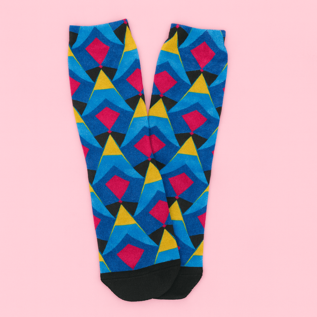 Geometric Bamboo Socks, Funky Colorful Hosiery