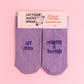 Hospital Socks "Off Duty' Making a human" New Mom Embroidered Lilac Bamboo Socks