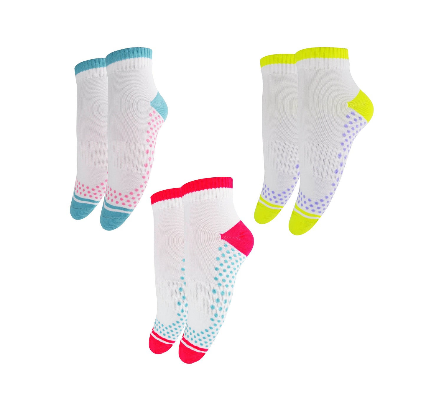 Women's Running Socks, Athletic Slipper Hosiery, Grip Low Cut White Sport, Workout, Pilates, Yoga, Non Slip Sock Set, Neon Yoga Gift Socks