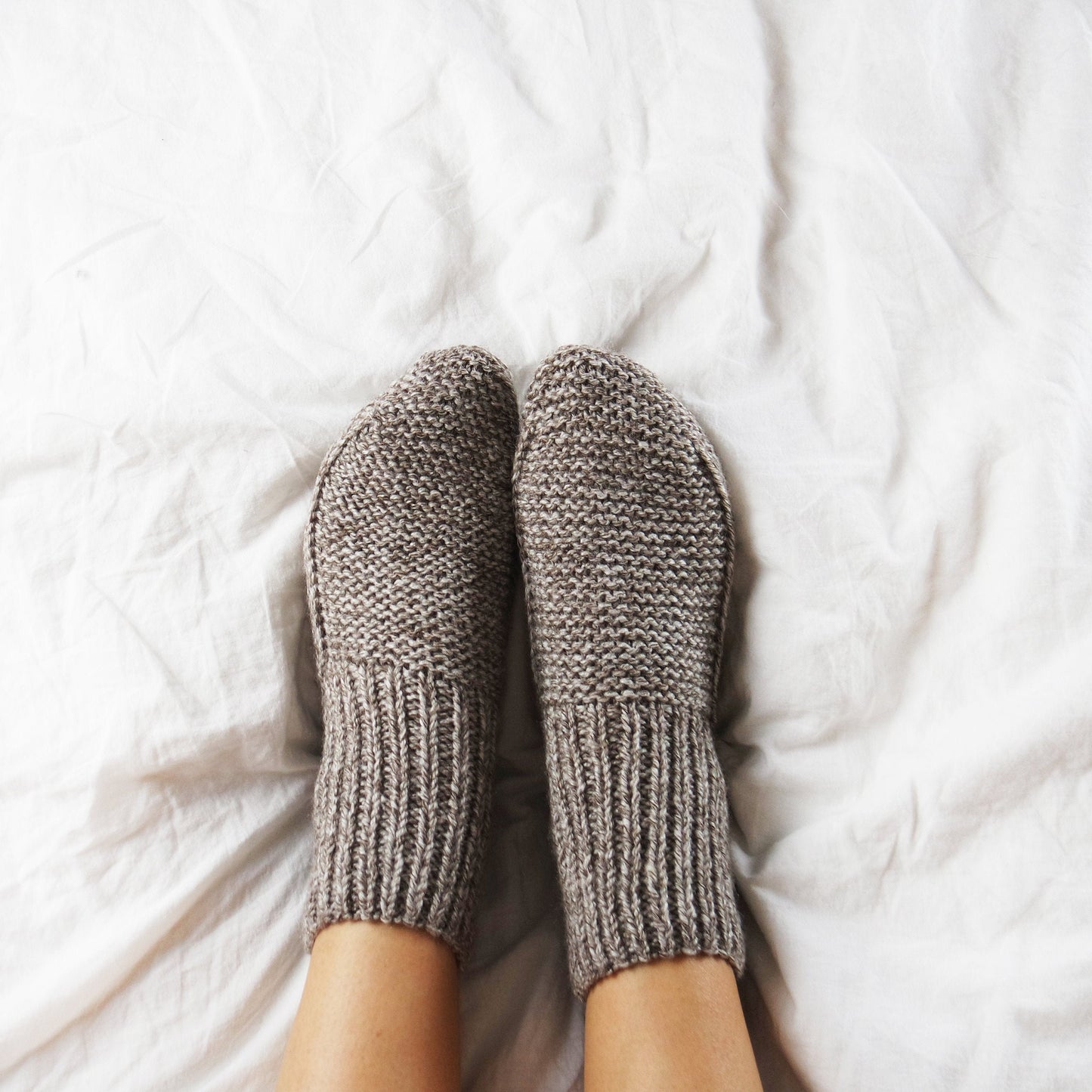 Women's Hand Knitted Socks, Comfy Home Socks, Cozy Gift Socks, Gray-Blue Knit Chunky Slippers, US Size 5.5-7.5, Gift for Her, Crochet Socks