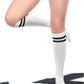 Classic White Black Stripe Knee High Socks, Skating Socks, Gift for her, Premium Cotton Skating Socks, Thigh High Socks, Skate Boarding Sock