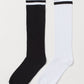 Classic White Black Stripe Knee High Socks, Skating Socks, Gift for her, Premium Cotton Skating Socks, Thigh High Socks, Skate Boarding Sock