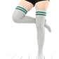 Women's Long Over the Knee Socks, Green Stripe Thigh High, Skating Sock, Knee High Sock, Stocking Gift, Cotton Knee Socks, Gift Idea for Her