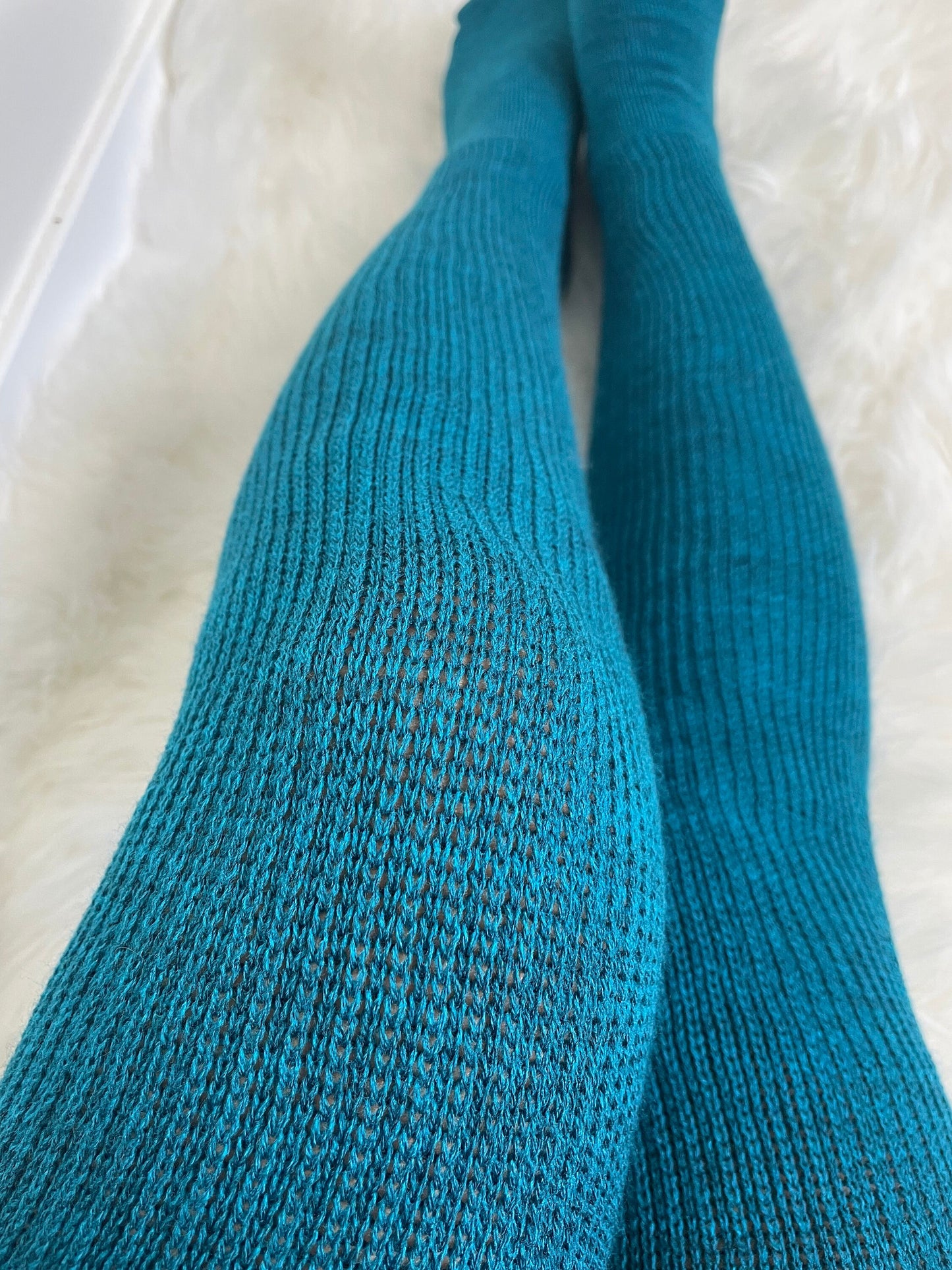 PLUS SIZE Thigh High Socks, Women's Extra Long Over The Knee Stocking, Plus Size Teal Knee High Leg Warming, Long Socks, Winter Sweater Sock