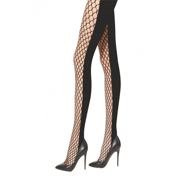 Women's Black Fishnet Pantyhose, Opaque Pantyhose, Sexy Halloween Stocking, Small to Medium Size, Halloween Costume Sock, Sexy Gift for Her