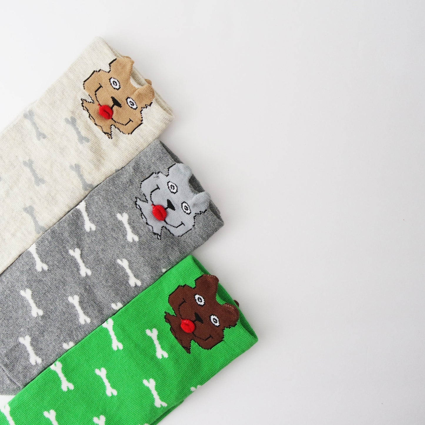 Socks For 7, 8, 9 Years Old Boys, Kid's 3d Dog Crew Socks, Animal Print Socks, Green, Gray, Beige, Dogs Sock, Gift for Girls, Dog Bones