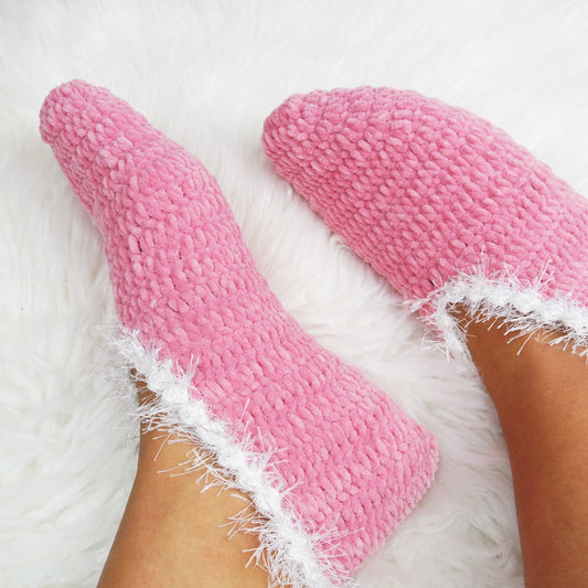 Women's Velvet Knitted Slipper Socks, Home Socks, Christmas Slippers, Gift Socks US Size 5-9, Cozy Knit Chunky Slippers, Low Cut Fuzzy Socks