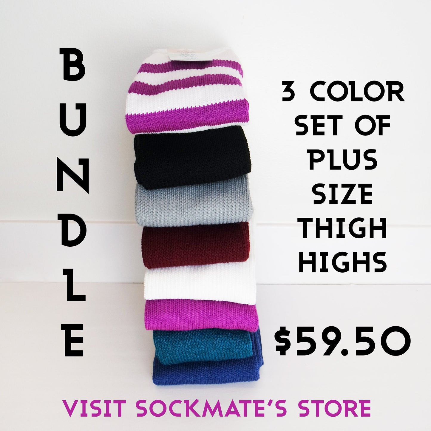 PLUS SIZE Thigh High Socks, Plus Size Blue Knee High Socks, Plus Size Leg Warmer, Women's Extra Long Over The Knee Stocking, Sweater Socks