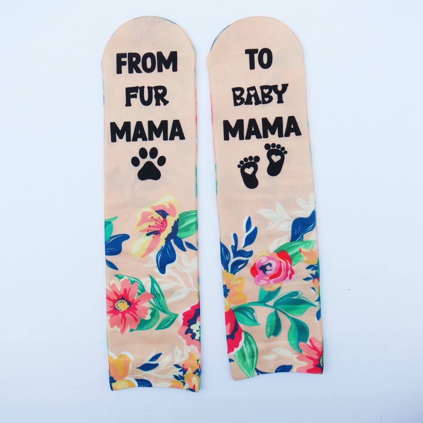 Pregnant Mom Gift, From Fur Mama to Baby Mama, Future Mom, Pregnancy Gift, New Mom Gift Socks, Mom Socks, Expecting Mom, Baby Shower Gift