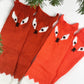 Women's 3D Hand Knitted Fox Socks, Cute Animal Home Socks, Cozy Gift Socks, Knit Chunky Slippers, Cute Animal Home socks, US Size 7-10