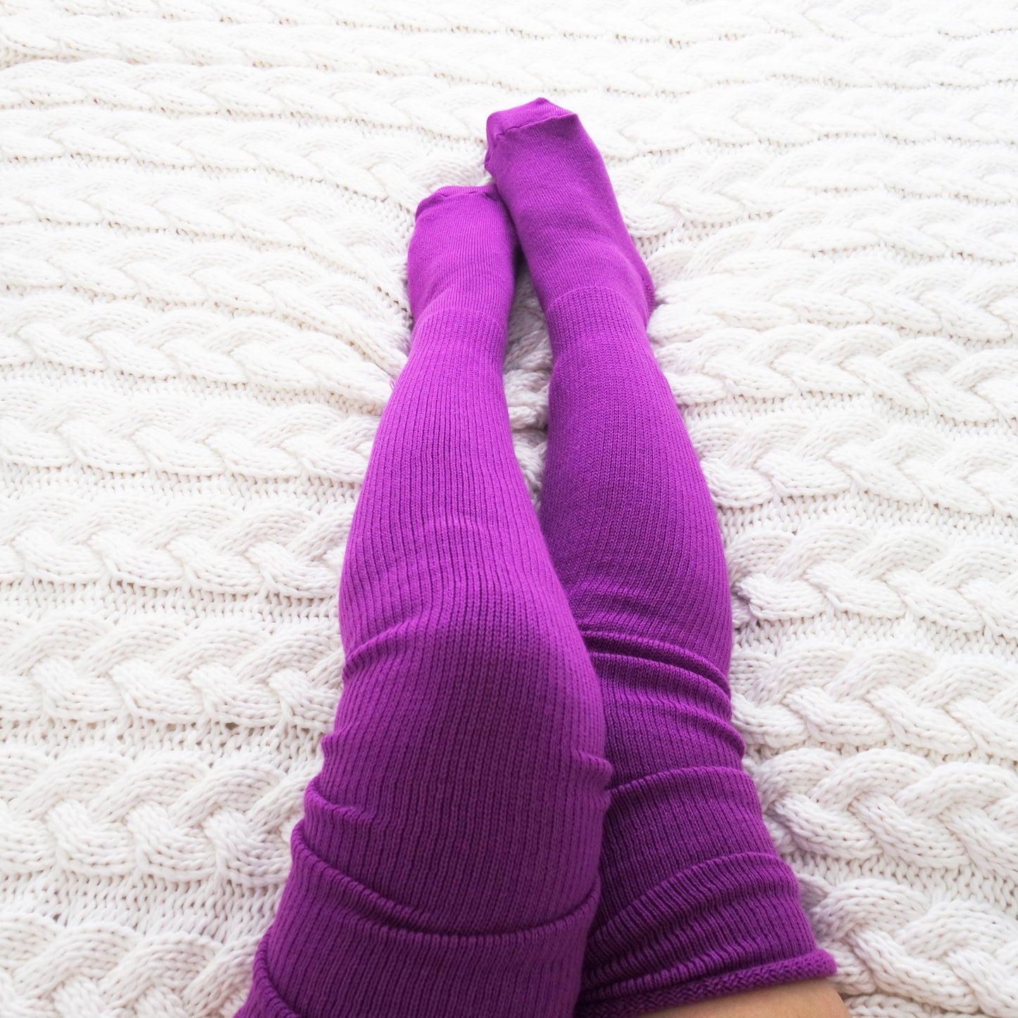 Women's Long Over the Knee Socks, Chunky Purple Color Thigh High Socks, Women Boot Socks, Knee High Sock, Stocking Gift, Sweater Socks