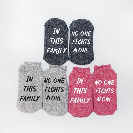 In This Family No One Fights Alone Socks, Hey Cancer You Picked The Wrong Guy Sock, Socks For Chemo, Support Gift for Him, Fuck Cancer Socks