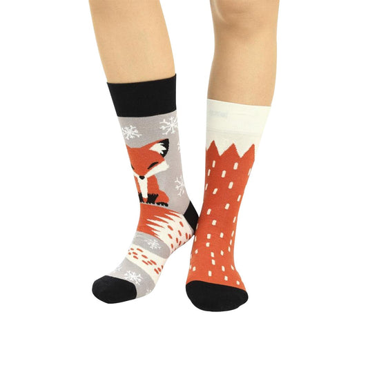 Fox Socks, Fox Mismatched Socks,Mismatched Socks, Patterned Socks, Matched Couple Socks, Gift For Couple, Women's Fox Sock, Men's Fox Socks