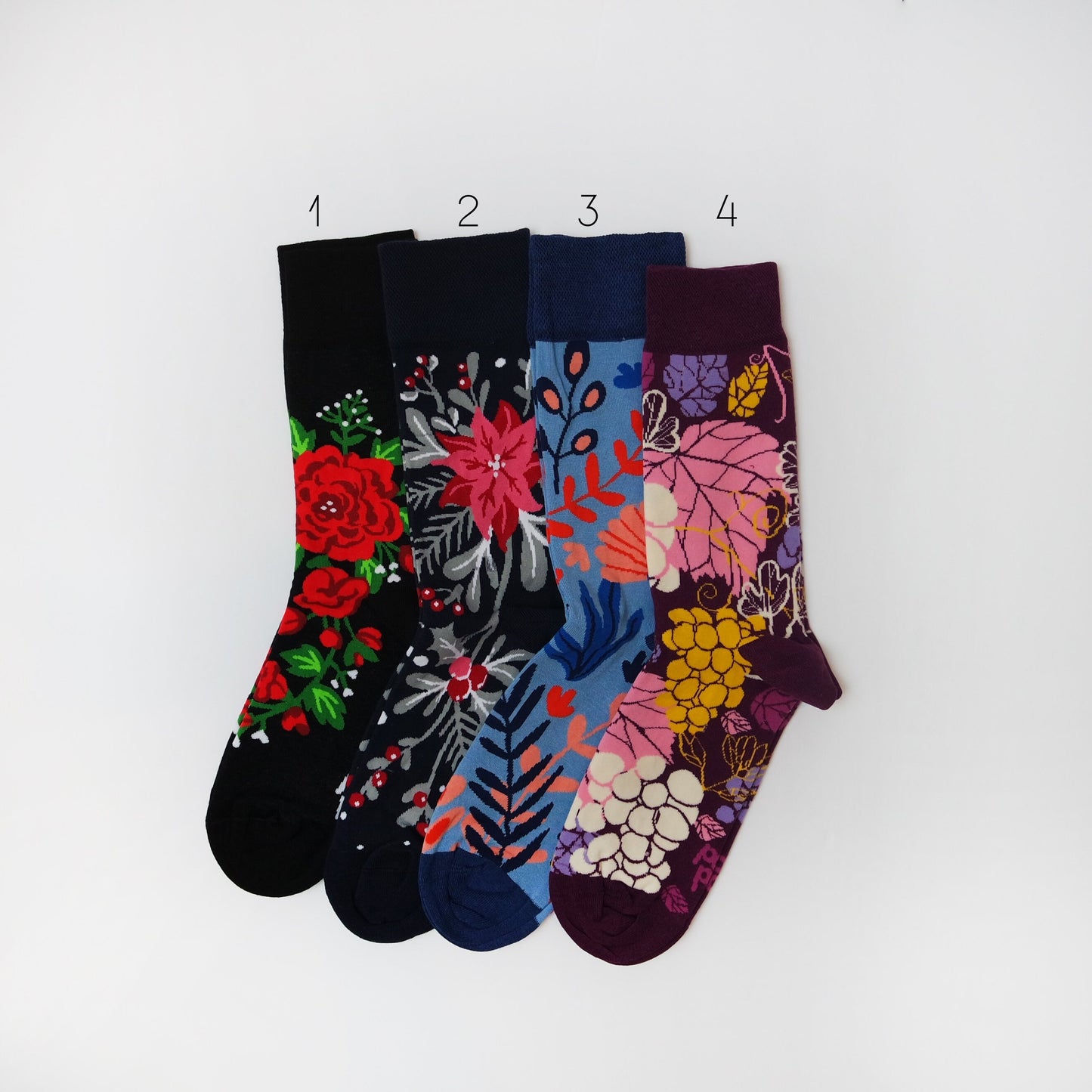 Women's Floral Socks, Flower Casual Sock, Roses, Sunflower, Grapes, Garden, Jungle Sock, Stocking Stuffers, Valentine's Day, Mother's Day