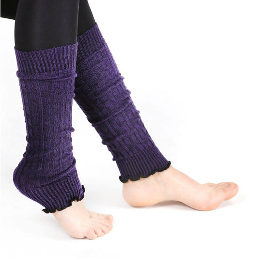 Leg Warmers, Wool Leg Warmer, Women's Leg Warmers Aerobic Boot Socks, Knitted Chunky Boot Cuffs, Purple Warm Socks, Knee High Leg Warmers