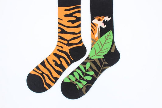 Tiger Mismatched Socks, Tiger Socks, Jungle Cat Sock, Mismatched Socks, Matched Couple Sock, Gift For Couple, Safari Socks, Socking Stuffers