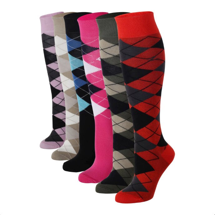 Women's Knee High Socks, Argyle Under Knee Socks, Boot Sock, Back To School Gift, School Socks, Plaid Under Knee Socks, Cotton Stocking