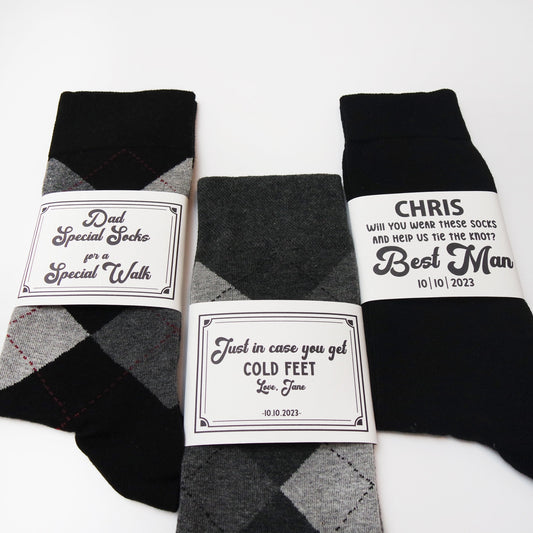 Personalized Groomsmen Socks, Wedding Socks, Custom Sock Labels, Personalized Groomsmen Gift Sock with Custom Labels, Groomsmen Proposal