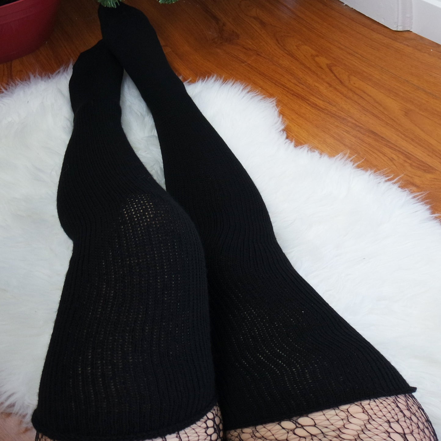 Women's Extra Long Black Thigh High Socks, Over the Knee Hosiery, Chunky Knitted Sock, Cozy Extra Long, Thigh High Stocking Plus Size