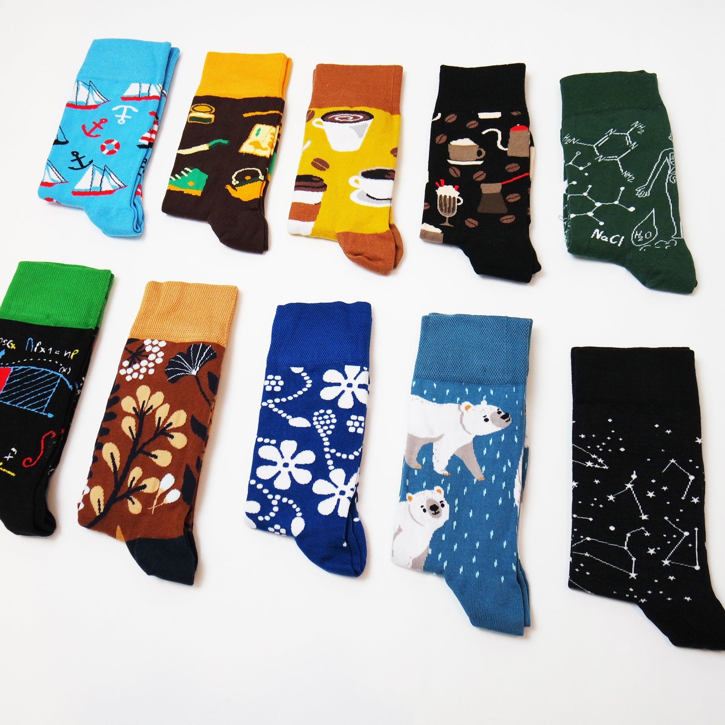 Advent Calendar Fillers, Advent Calendar For Adults, Women's Assorted Patterns, 12 Days Of Socks, Funky Colorful Crew Socks, Animal, Floral