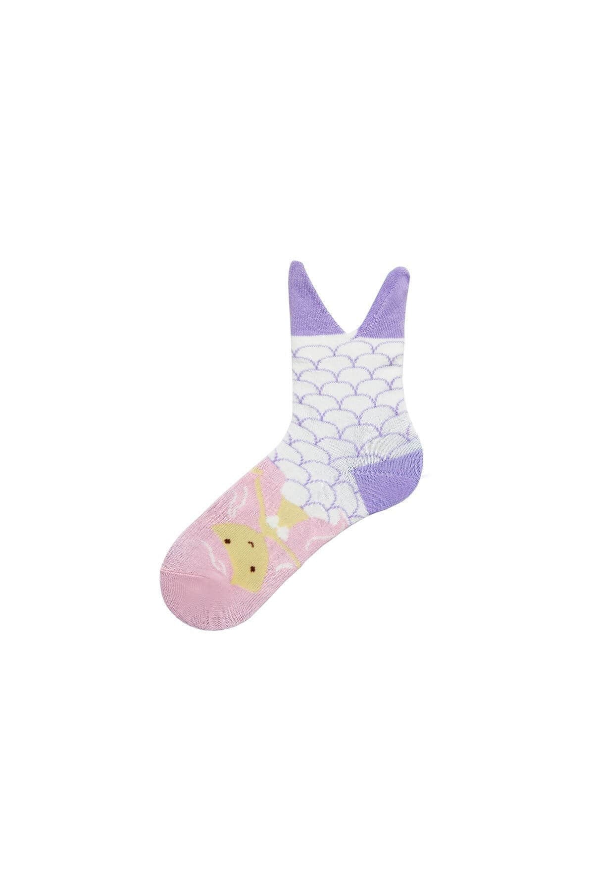 Kid's 3d Mermaid Crew Socks, 3d Animal Sock, Cotton Gift Socks for Girls, Ages 1-2, 2-4, 6-8 Years Old, Advent Calendar Fillers, Mermaid