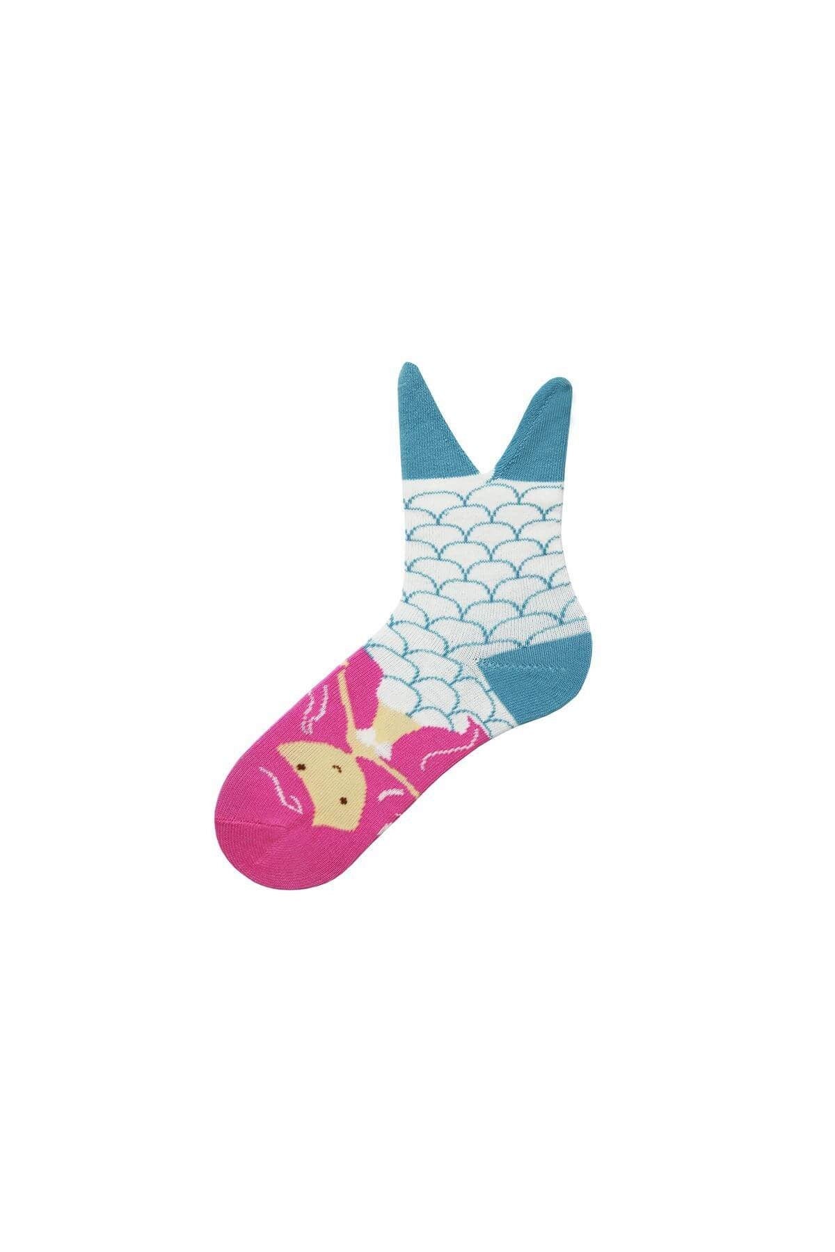 Kid's 3d Mermaid Crew Socks, 3d Animal Sock, Cotton Gift Socks for Girls, Ages 1-2, 2-4, 6-8 Years Old, Advent Calendar Fillers, Mermaid