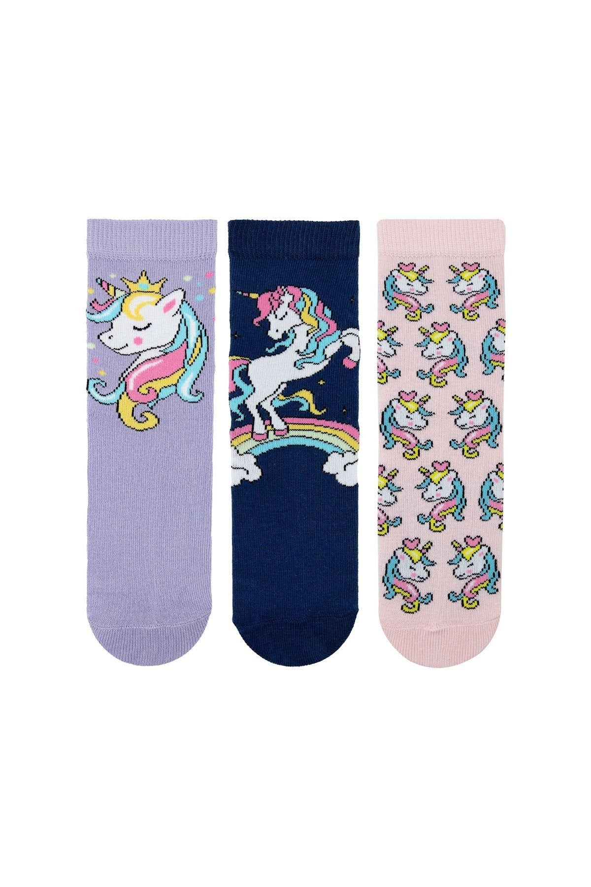 Kid's Unicorn Socks, Unicorn Kids Clothing, Cotton Gift Socks for Girls, Ages 1-3, 3-5, 5-7 Years Old, Advent Calendar Fillers, Pink, Blue